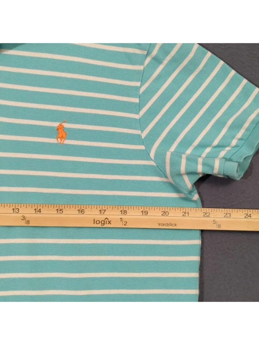 Polo Ralph Lauren Shirt Men's XL (Fits Like M) Blue Striped Short Sleeve Preppy